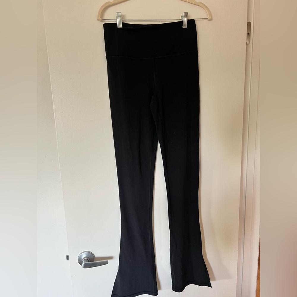 Athleta Black Elation Split Slim Flare Leggings